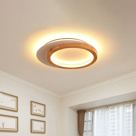 Modern Wooden LED Spotlight Flush Mount Ceiling Light for Living Room - 16"/23.5" Width