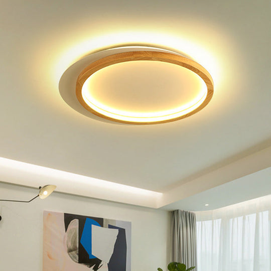 Modern Wooden LED Spotlight Flush Mount Ceiling Light for Living Room - 16"/23.5" Width