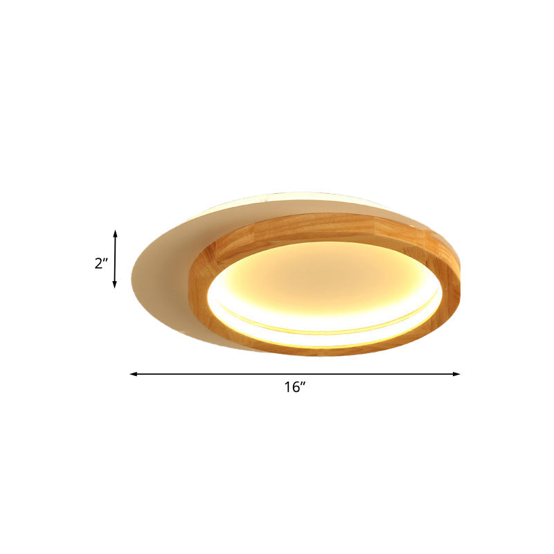 Modern Wooden LED Spotlight Flush Mount Ceiling Light for Living Room - 16"/23.5" Width