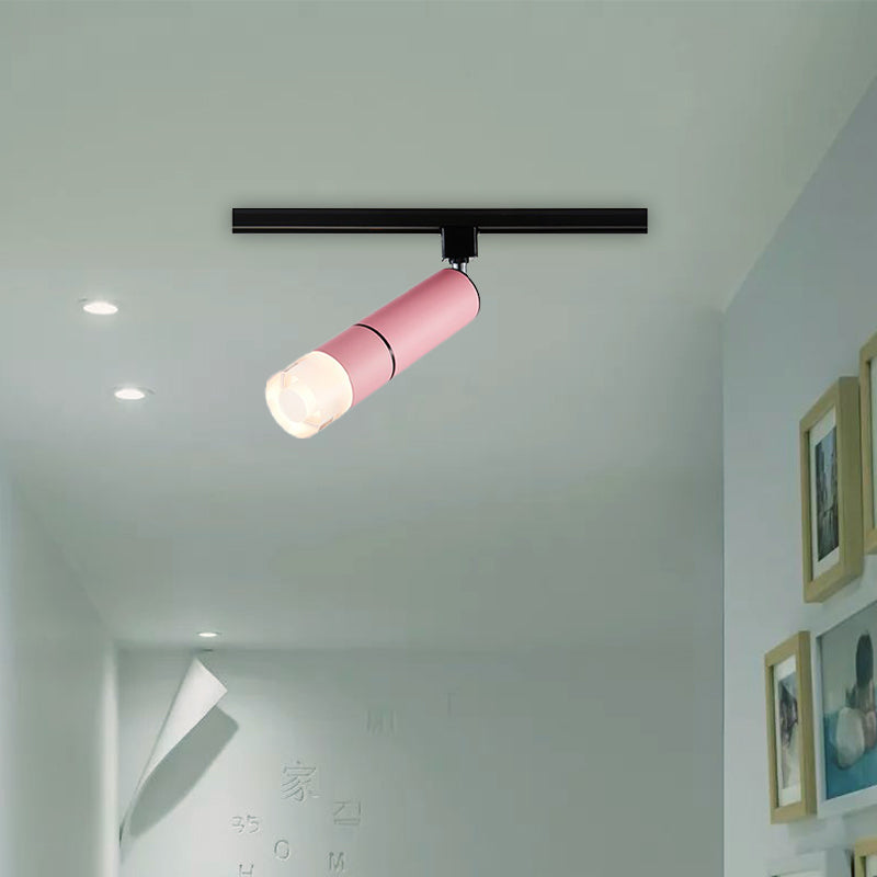 Rotatable LED Semi Flush Mount Lighting in White/Pink/Blue - Modern Aluminum Design