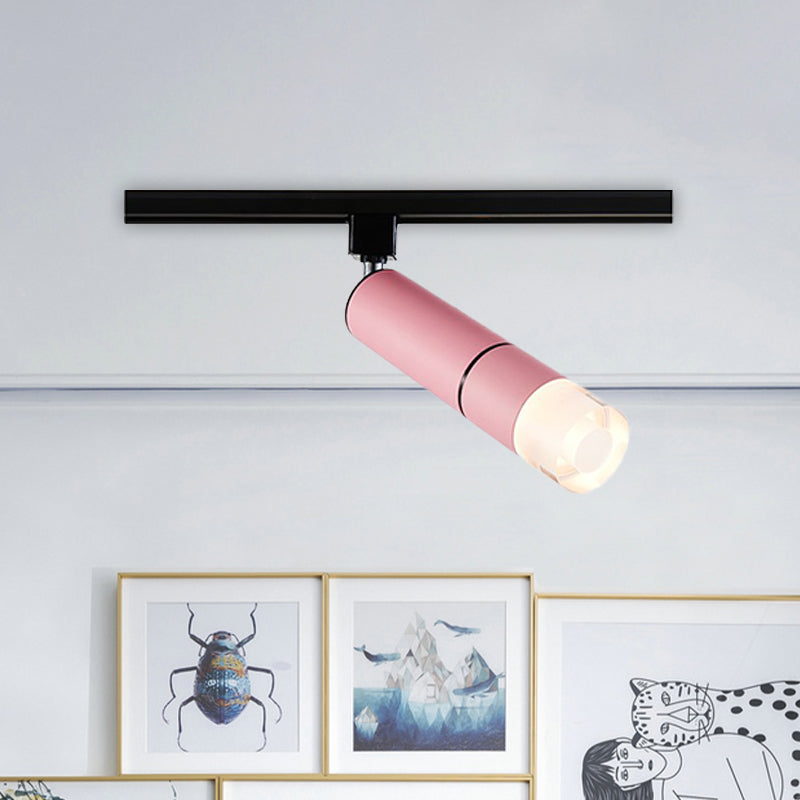 Rotatable LED Semi Flush Mount Lighting in White/Pink/Blue - Modern Aluminum Design