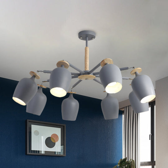 8-Light Grey Tulip Ceiling Fixture: Sleek Semi Flush Mount Lighting for Living Room