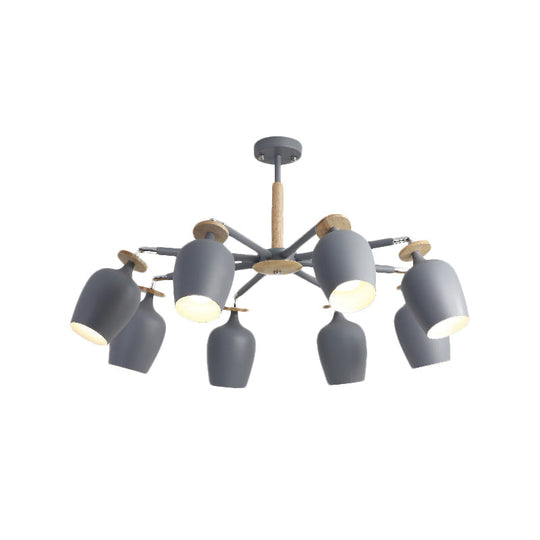 8-Light Grey Tulip Ceiling Fixture: Sleek Semi Flush Mount Lighting for Living Room