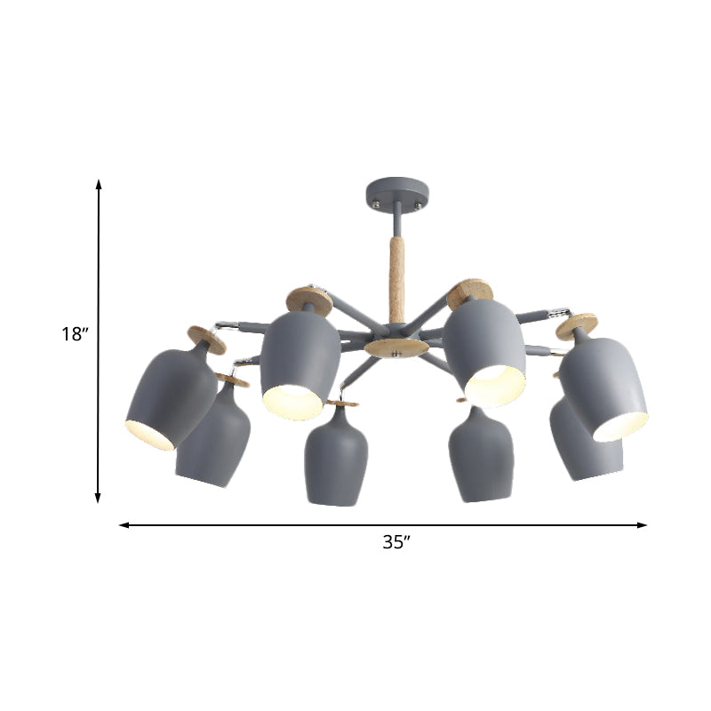 8-Light Grey Tulip Ceiling Fixture: Sleek Semi Flush Mount Lighting for Living Room