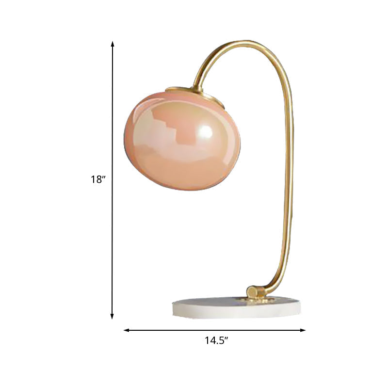 Postmodern Table Lamp With Pink Glass Led Marble Base - Global Study Room Book Light