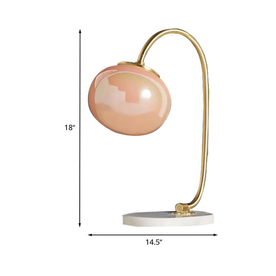 Postmodern Table Lamp With Pink Glass Led Marble Base - Global Study Room Book Light