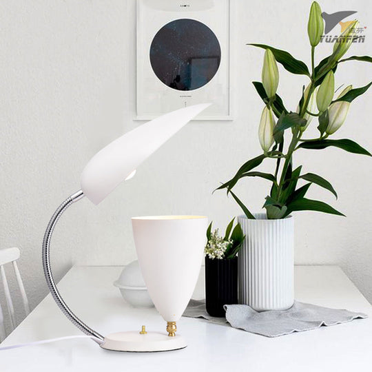 Modern Led Reading Lamp: Adjustable Arm Iron Sharp Tongue & Cone Design White/Black/Grey