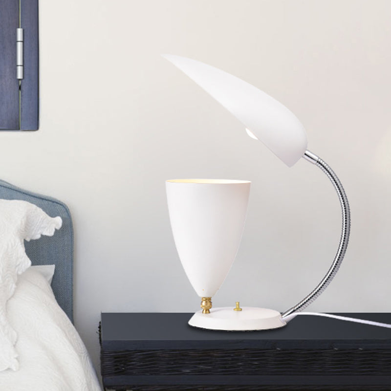 Modern Led Reading Lamp: Adjustable Arm Iron Sharp Tongue & Cone Design White/Black/Grey