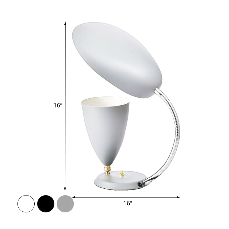 Modern Led Reading Lamp: Adjustable Arm Iron Sharp Tongue & Cone Design White/Black/Grey