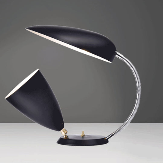 Modern Led Reading Lamp: Adjustable Arm Iron Sharp Tongue & Cone Design White/Black/Grey Black