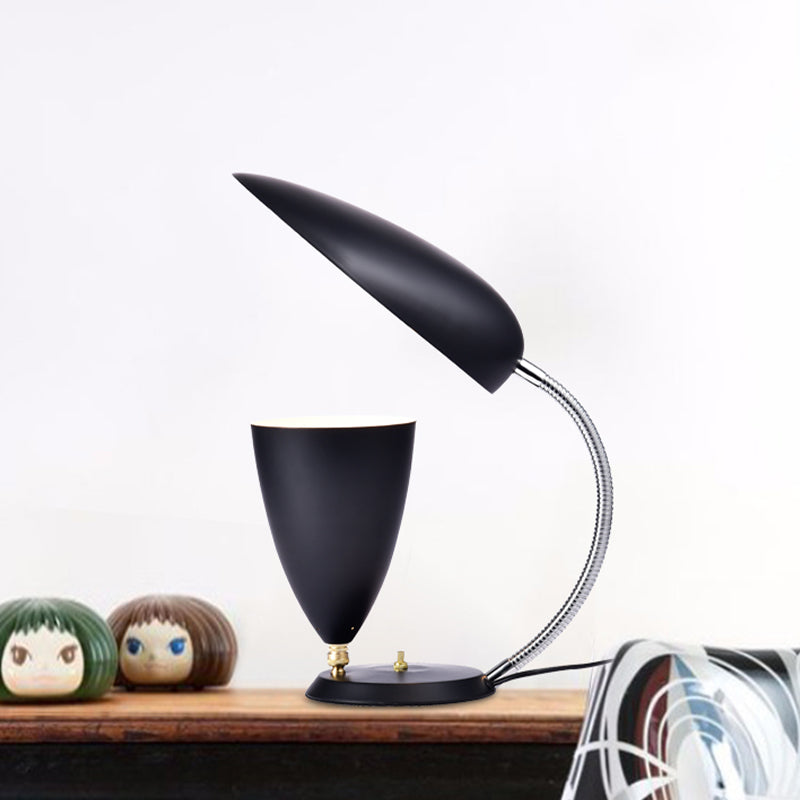 Modern Led Reading Lamp: Adjustable Arm Iron Sharp Tongue & Cone Design White/Black/Grey