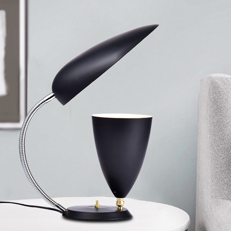 Modern Led Reading Lamp: Adjustable Arm Iron Sharp Tongue & Cone Design White/Black/Grey