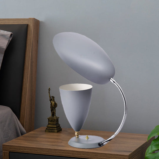 Modern Led Reading Lamp: Adjustable Arm Iron Sharp Tongue & Cone Design White/Black/Grey Grey