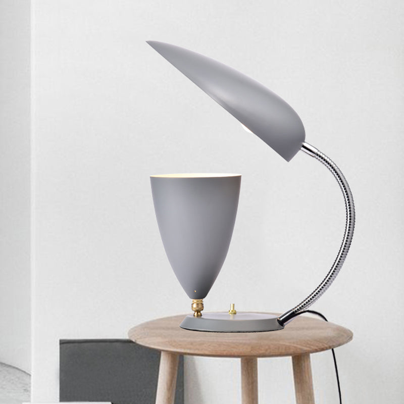 Modern Led Reading Lamp: Adjustable Arm Iron Sharp Tongue & Cone Design White/Black/Grey