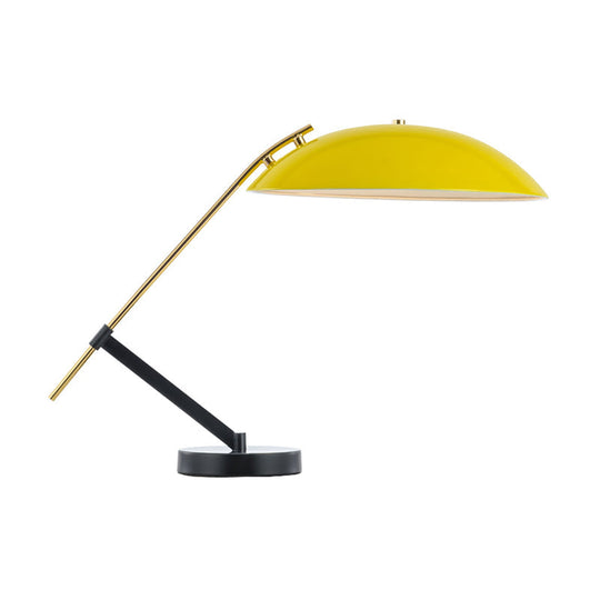 Yellow Finish Flat Dome Table Light Macaron Adjustable Arm Reading Lamp