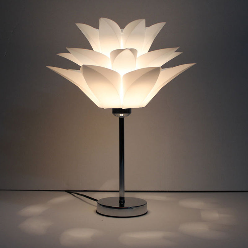 Contemporary White Bedroom Nightstand Light - Flower Acrylic Shade Table Lamp