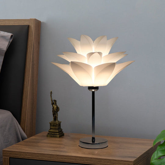 Contemporary White Bedroom Nightstand Light - Flower Acrylic Shade Table Lamp