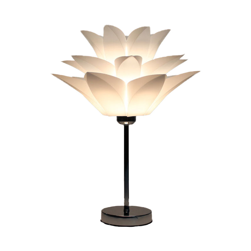 Contemporary White Bedroom Nightstand Light - Flower Acrylic Shade Table Lamp