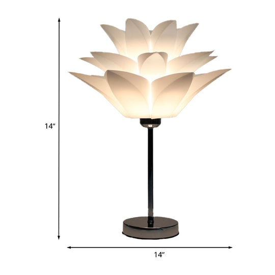 Contemporary White Bedroom Nightstand Light - Flower Acrylic Shade Table Lamp