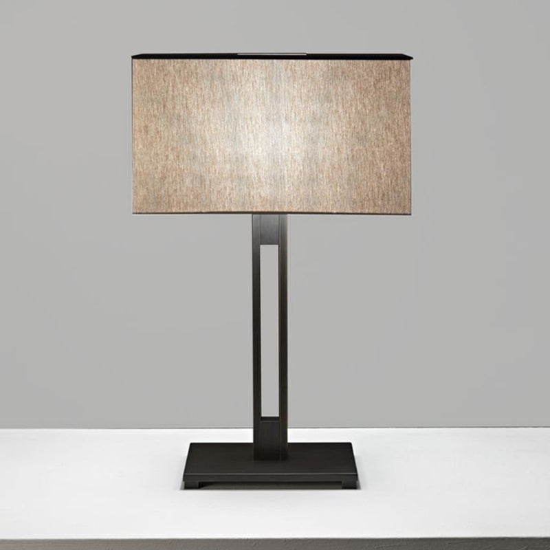 Black Modernism Table Lamp: Sleek Rectangular Bedside Nightstand Accent With Light Fabric