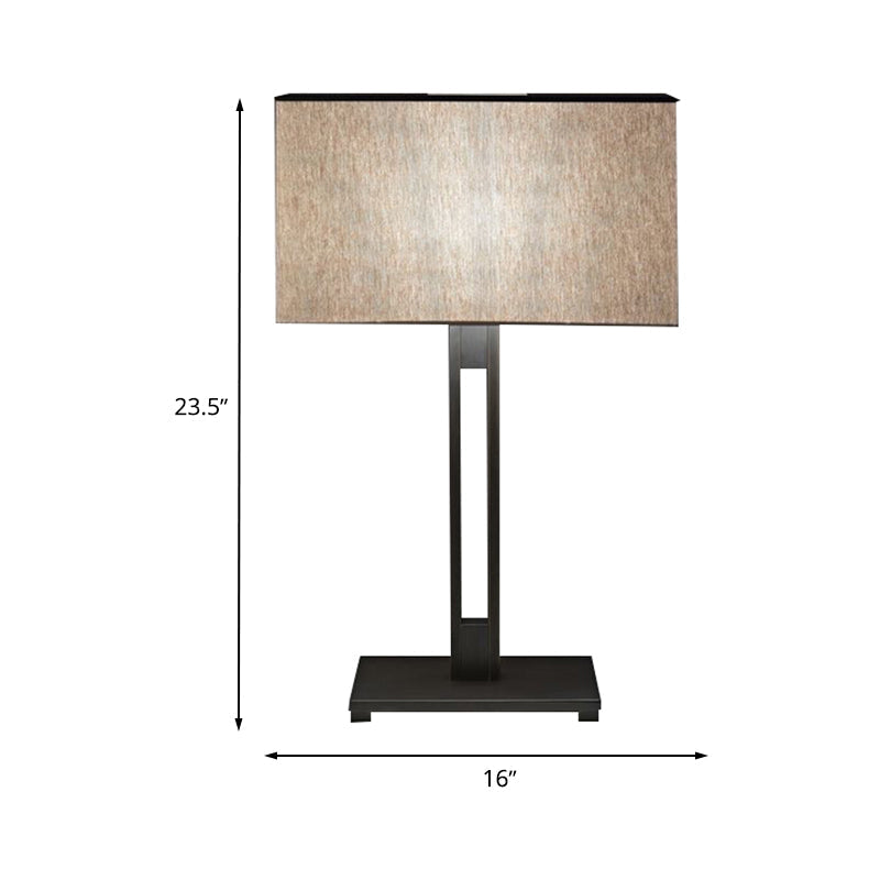 Black Modernism Table Lamp: Sleek Rectangular Bedside Nightstand Accent With Light Fabric