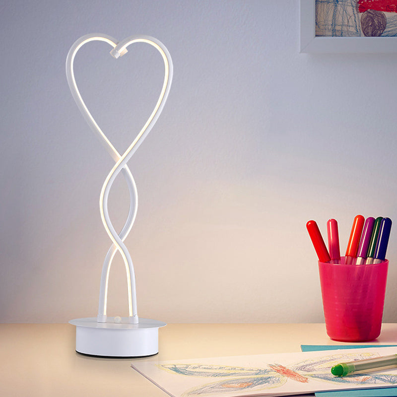 Spiral Heart Shaped Led Desk Lamp In Warm White Light - Contemporary Acrylic Table Lighting For