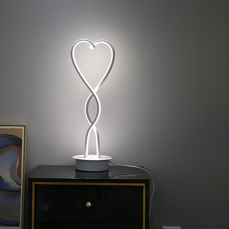 Spiral Heart Shaped Led Desk Lamp In Warm White Light - Contemporary Acrylic Table Lighting For