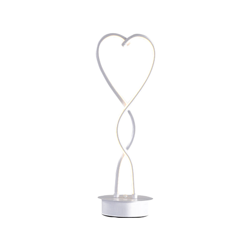 Spiral Heart Shaped Led Desk Lamp In Warm White Light - Contemporary Acrylic Table Lighting For