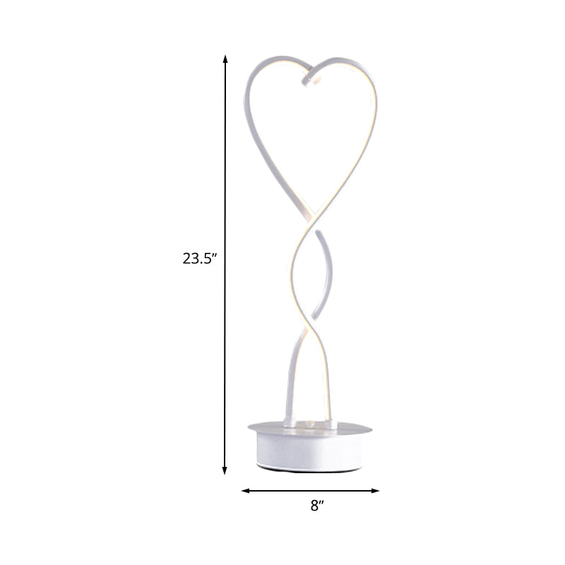 Spiral Heart Shaped Led Desk Lamp In Warm White Light - Contemporary Acrylic Table Lighting For