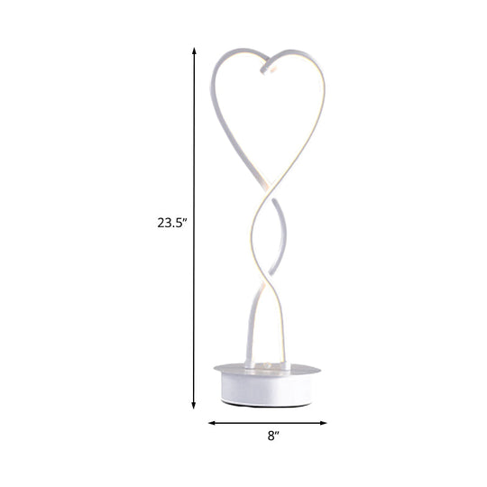 Spiral Heart Shaped Led Desk Lamp In Warm White Light - Contemporary Acrylic Table Lighting For