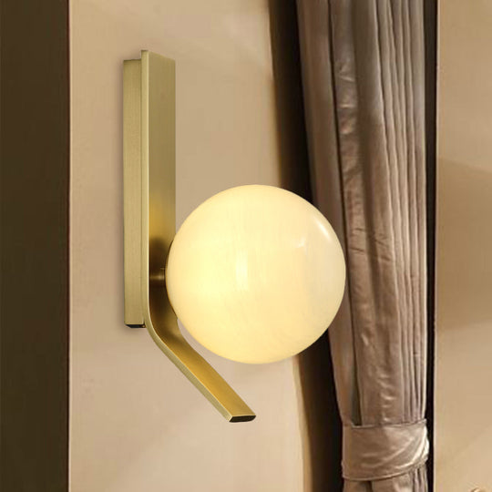 Frosted Glass Sconce: Luxury Brass Wall Mounted Light With Curved Metal Backplate