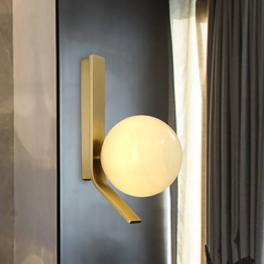 Frosted Glass Sconce: Luxury Brass Wall Mounted Light With Curved Metal Backplate