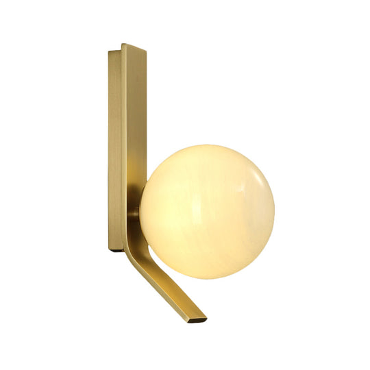 Frosted Glass Sconce: Luxury Brass Wall Mounted Light With Curved Metal Backplate