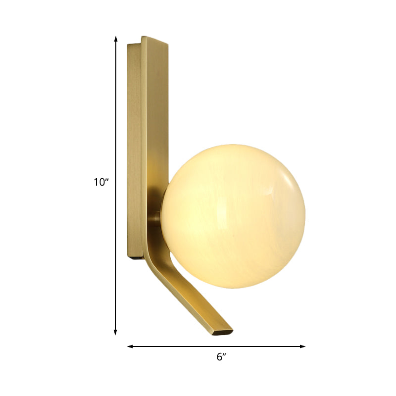 Frosted Glass Sconce: Luxury Brass Wall Mounted Light With Curved Metal Backplate