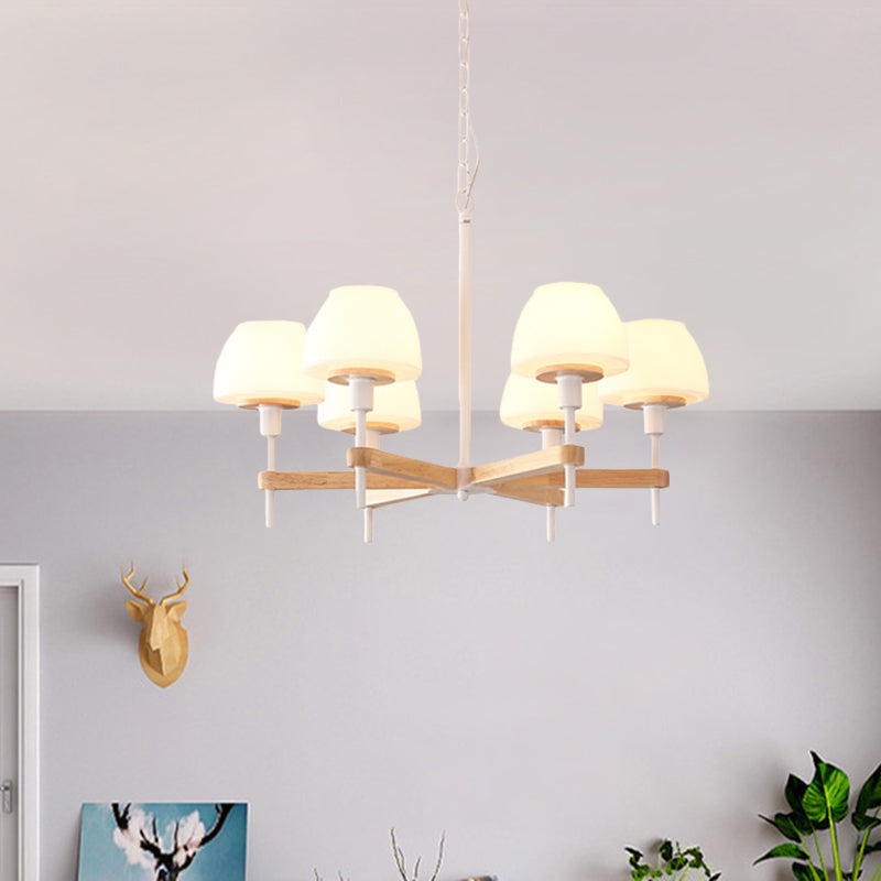 Sleek Jar-Shaped Hanging Light: Frosted White Glass 6 Lights Modernist Design Perfect For Bedrooms &