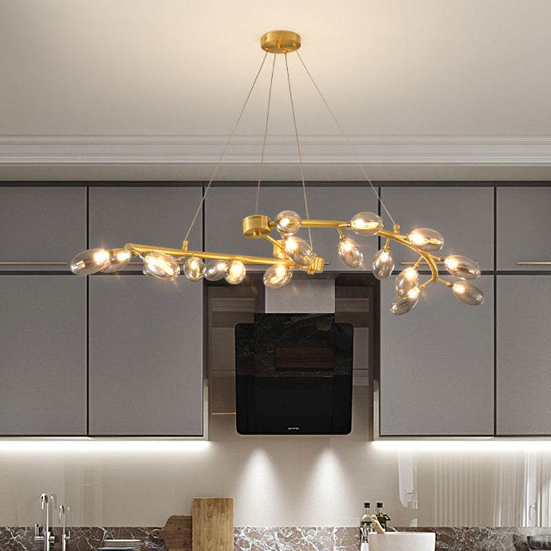 Grape Shape Metallic Hanging Chandelier - Post-Modern 20-Head Gold Finish Ceiling Light