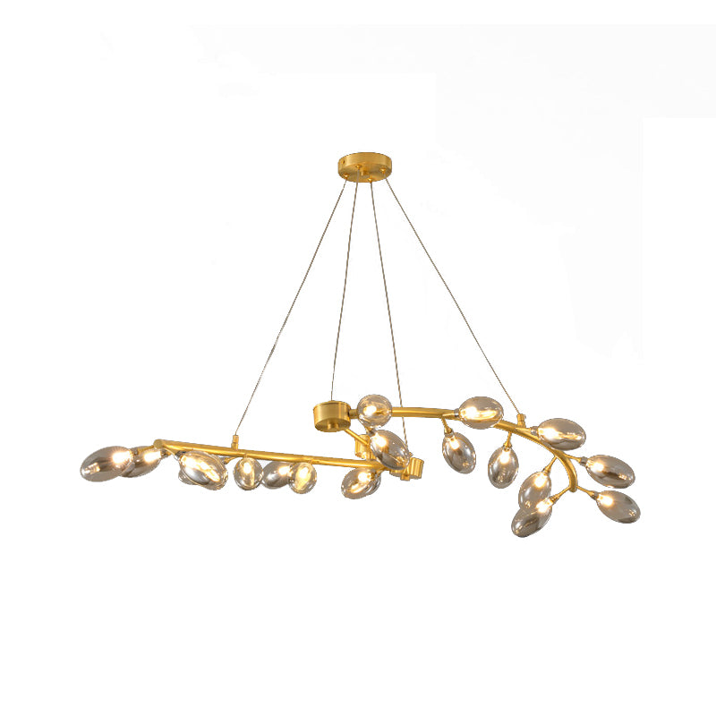 Grape Shape Metallic Hanging Chandelier - Post-Modern 20-Head Gold Finish Ceiling Light