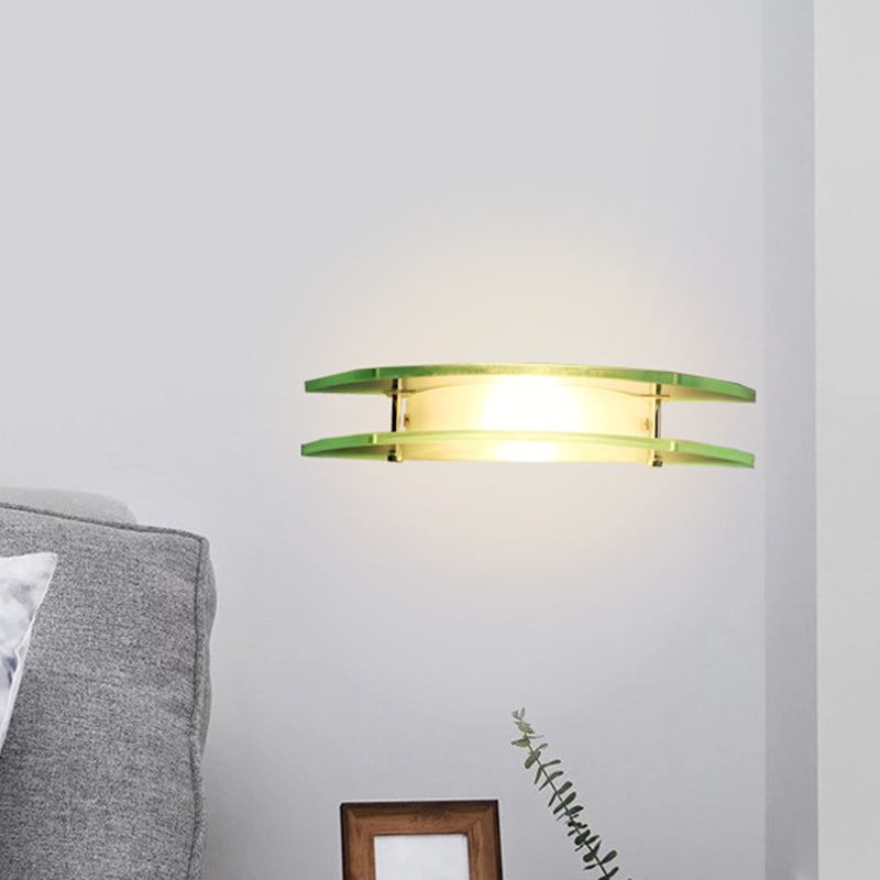 Stylish Dual Arc Sconce Light With Clear Glass Shade - Bedside Wall Mount Lamp