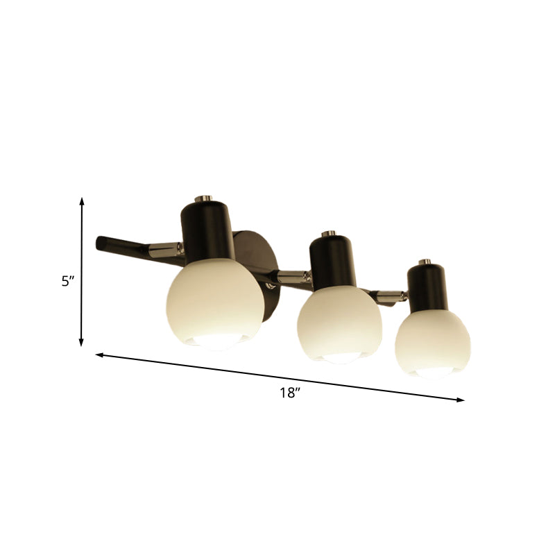 Minimalist Opal Glass Sconce Lighting - Stylish Study Room Wall Mount Lamp In Black With Linear