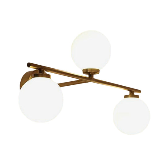 Minimalist Globe Opal Glass Sconce Light Fixture - Up And Down Wall Lamp Gold 3 Bulbs