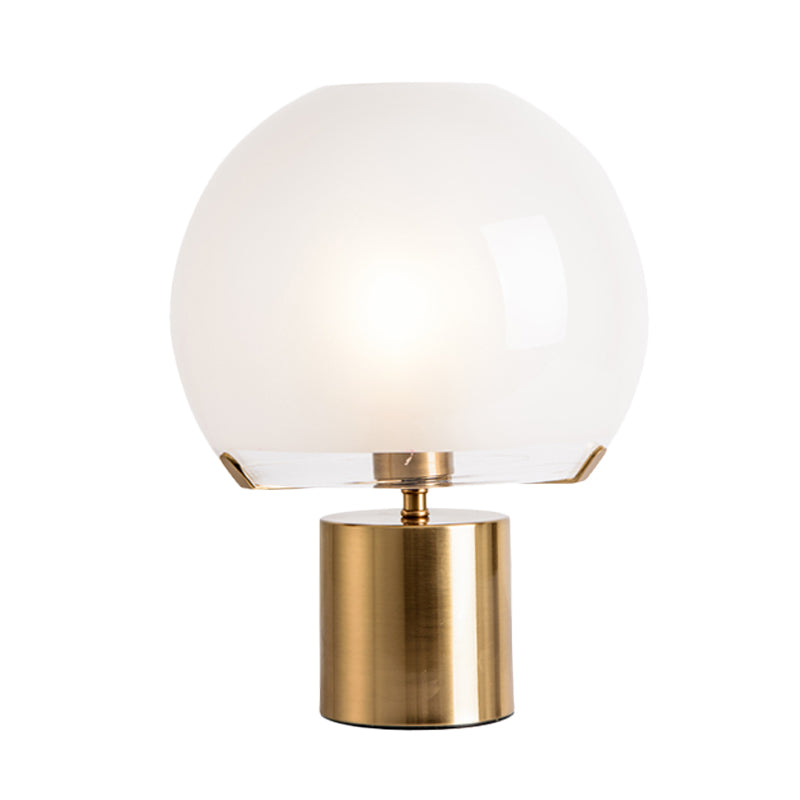 Modern Gold Finish Glass Night Lamp With Single Light Domed Table Lighting