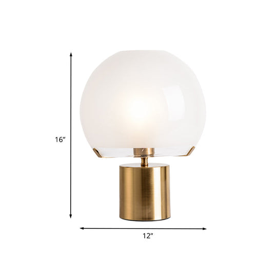 Modern Gold Finish Glass Night Lamp With Single Light Domed Table Lighting