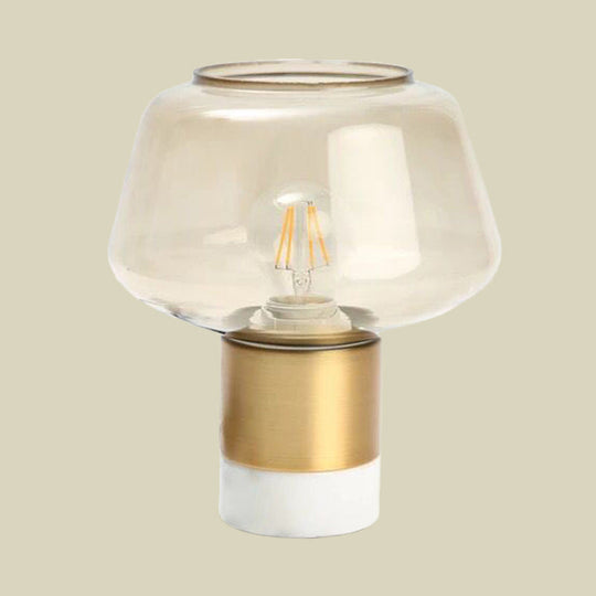 Modern Open-Top Glass Night Light With Gold Plug-In Table Lamp & Marble Base