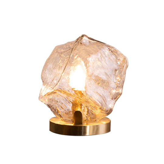 Modern Gold Gem Table Lamp 1-Light Cognac/Clear Glass Night Light For Living Room