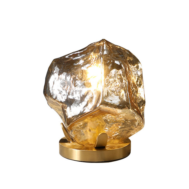 Modern Gold Gem Table Lamp 1-Light Cognac/Clear Glass Night Light For Living Room