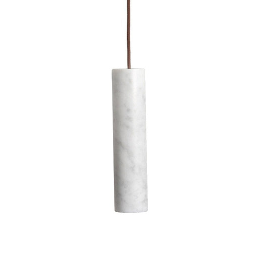 Minimalist Tubular Pendant Light - 1-Light Marble Ceiling Lamp For Restaurants (White)