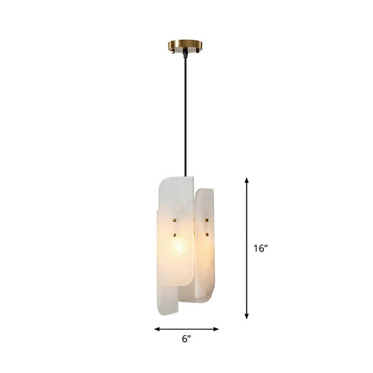 Minimalist 1-Light White Rectangle Panel Ceiling Lamp - Elegant Marble Hanging Light For Restaurants