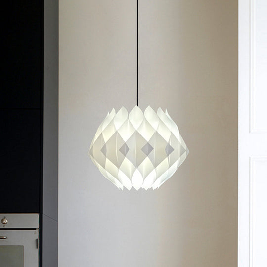 White Acrylic 1-Light Pendant Lamp For Modern Bedside Decor