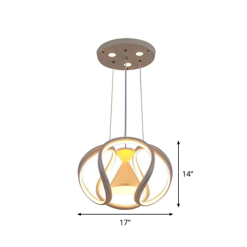 Modern White LED Acrylic Dining Room Pendant Light with Hourglass Design