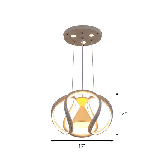 Modern White LED Acrylic Dining Room Pendant Light with Hourglass Design